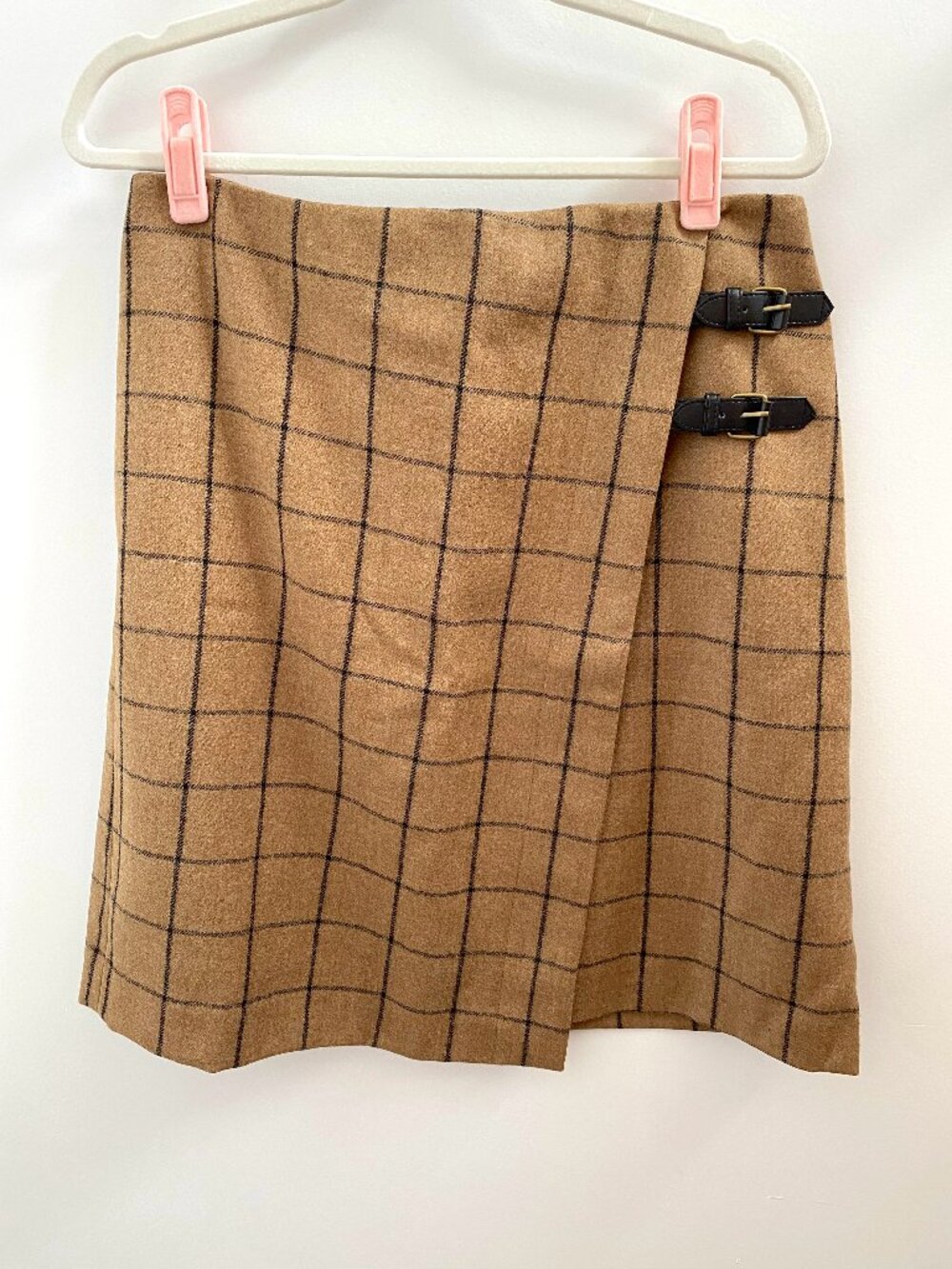 Brooks Brothers Brown Plaid Buckle Detail Skirt NWT Size 10